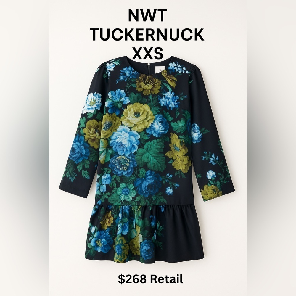 Tuckernuck Pierce Floral Mini Dress XXS NWT Black Blue Green Tiered Cotton - Picture 11 of 13